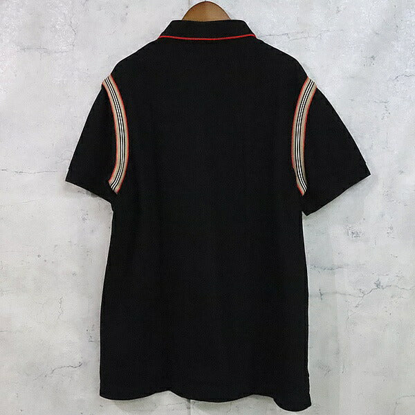 BURBERRY Icon Stripe Pique Polo Shirt Black Size LG