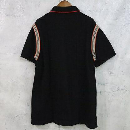 BURBERRY Icon Stripe Pique Polo Shirt Black Size LG
