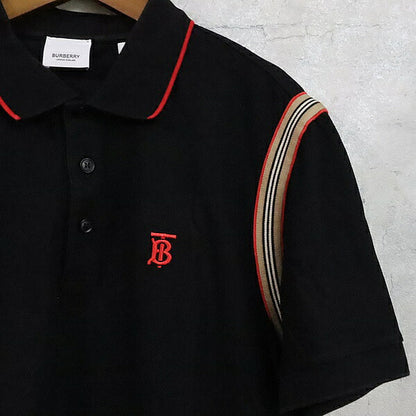 BURBERRY Icon Stripe Pique Polo Shirt Black Size LG