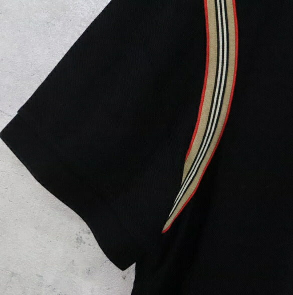 BURBERRY Icon Stripe Pique Polo Shirt Black Size LG