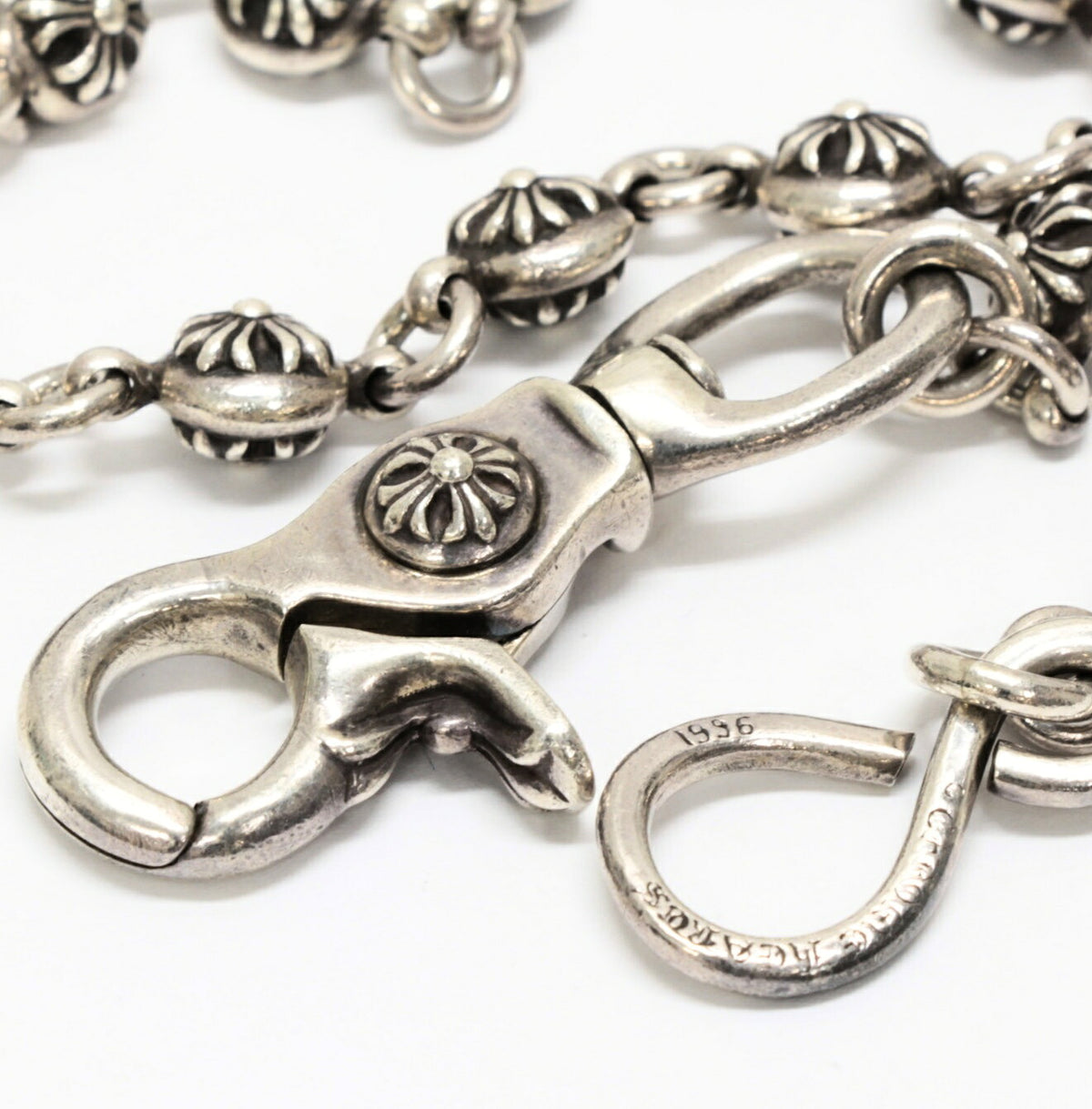 CHROME HEARTS #2 Cross Ball 1 Clip Long Wallet Chain Silver
