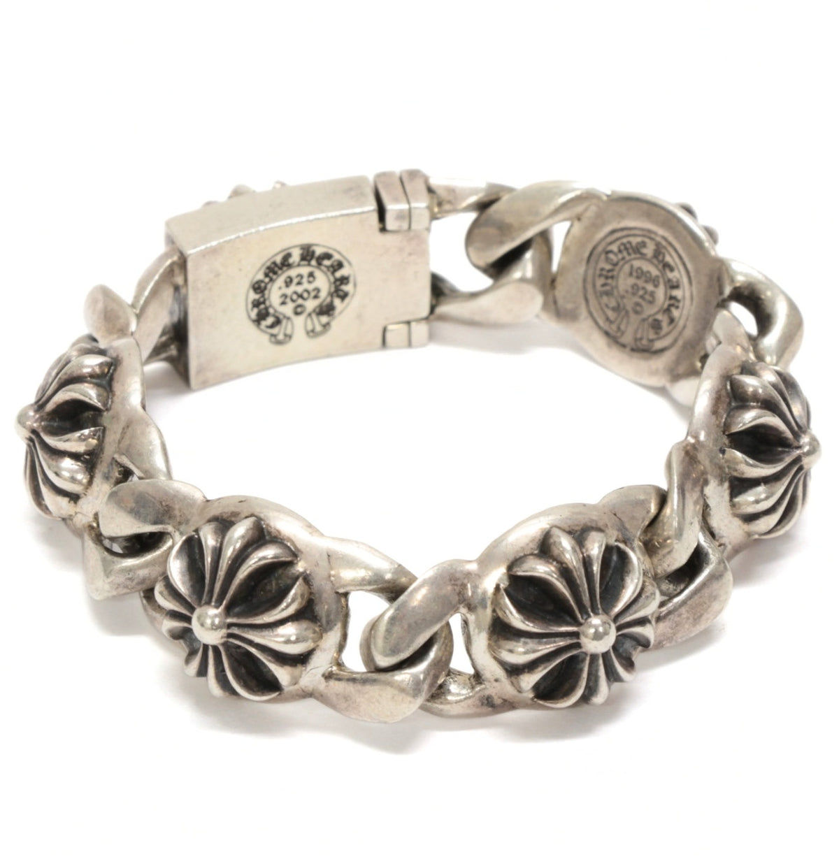 CHROME HEARTS Cross Link 5 Link Bracelet Silver