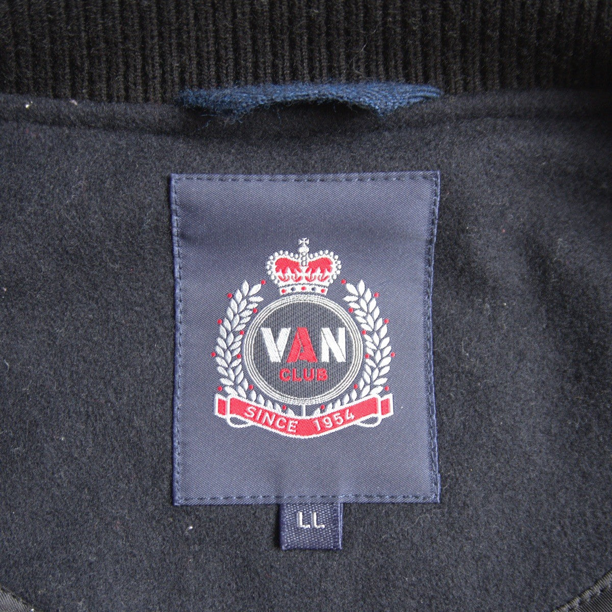 VAN CLUB Wool Leather Sleeve Varsity Jacket Patches Size LL