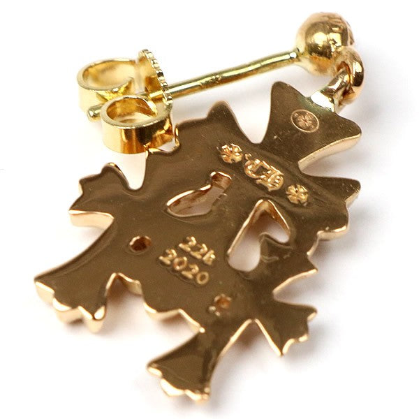 CHROME HEARTS 22K Triple CH Cross Pave Diamond Earrings Gold