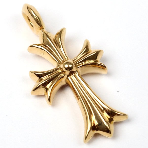 CHROME HEARTS 22K Tiny Fat Cross Pave Pink Pendant Gold
