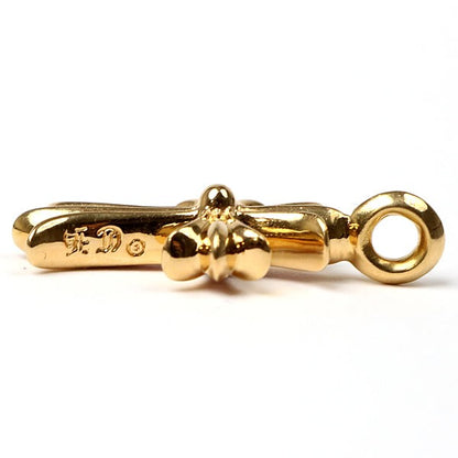 CHROME HEARTS 22K Tiny Fat Cross Pave Pink Pendant Gold