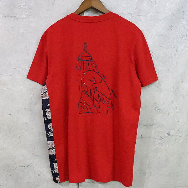 MONCLER Rubber Logo T-Shirt Red Cotton Blend Size L