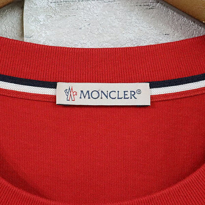 MONCLER Rubber Logo T-Shirt Red Cotton Blend Size L