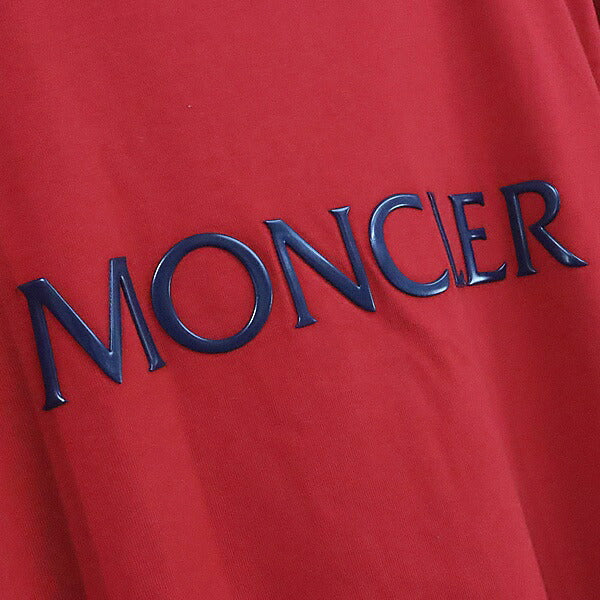 MONCLER Rubber Logo T-Shirt Red Cotton Blend Size L