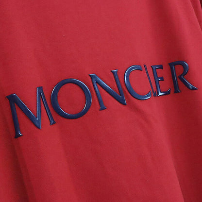 MONCLER Rubber Logo T-Shirt Red Cotton Blend Size L