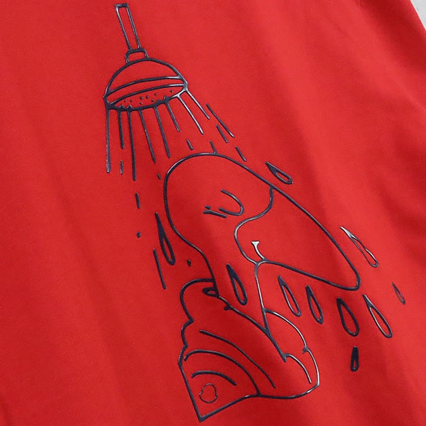 MONCLER Rubber Logo T-Shirt Red Cotton Blend Size L