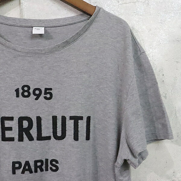 Berluti Front Logo T-Shirt Gray Cotton Size M