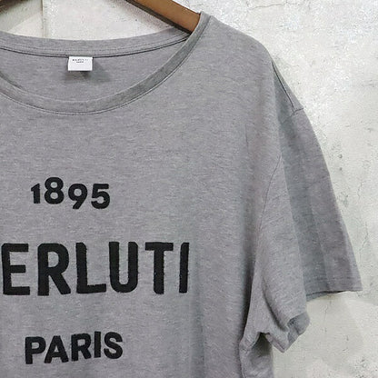 Berluti Front Logo T-Shirt Gray Cotton Size M