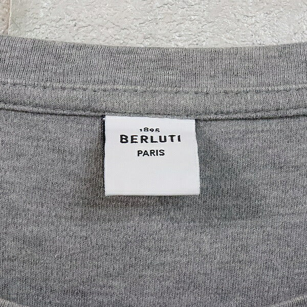 Berluti Front Logo T-Shirt Gray Cotton Size M