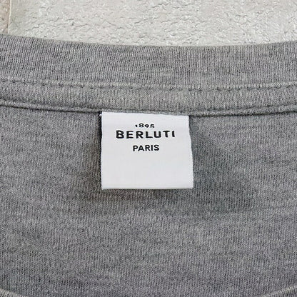 Berluti Front Logo T-Shirt Gray Cotton Size M