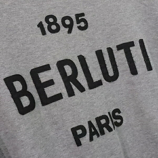 Berluti Front Logo T-Shirt Gray Cotton Size M
