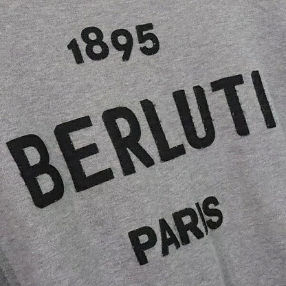 Berluti Front Logo T-Shirt Gray Cotton Size M
