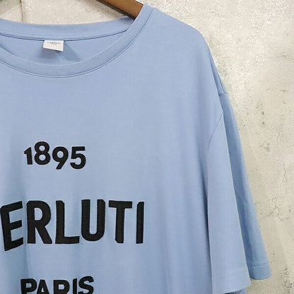 Berluti Front Logo T-Shirt Light Blue Cotton Size M
