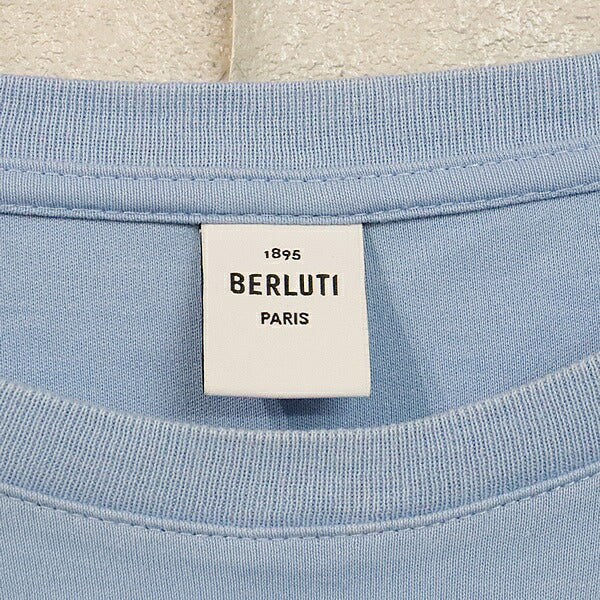 Berluti Front Logo T-Shirt Light Blue Cotton Size M