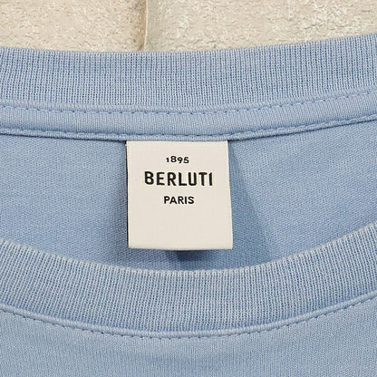 Berluti Front Logo T-Shirt Light Blue Cotton Size M