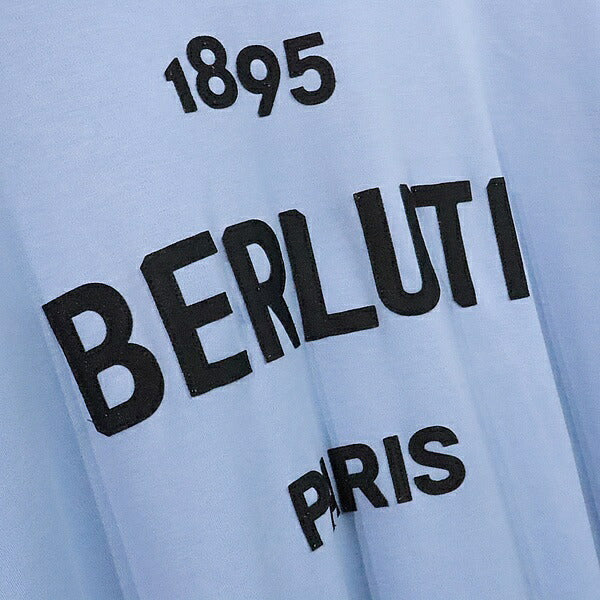 Berluti Front Logo T-Shirt Light Blue Cotton Size M