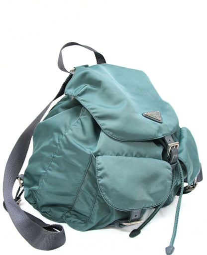 PRADA Triangle Logo Nylon Backpack Emerald Green