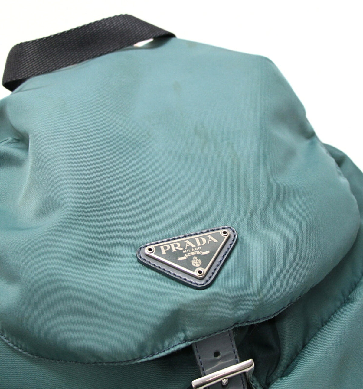PRADA Triangle Logo Nylon Backpack Emerald Green