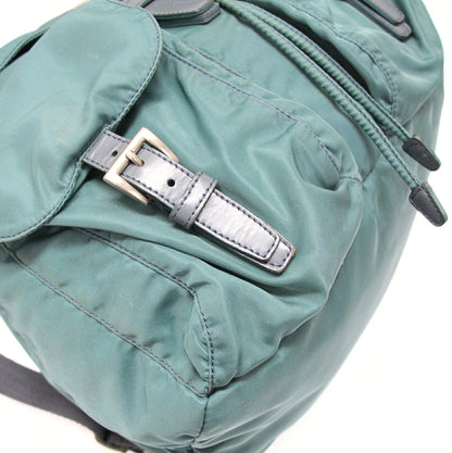 PRADA Triangle Logo Nylon Backpack Emerald Green