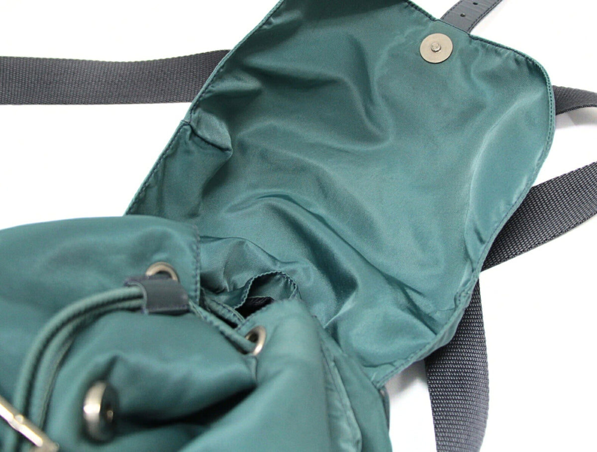 PRADA Triangle Logo Nylon Backpack Emerald Green