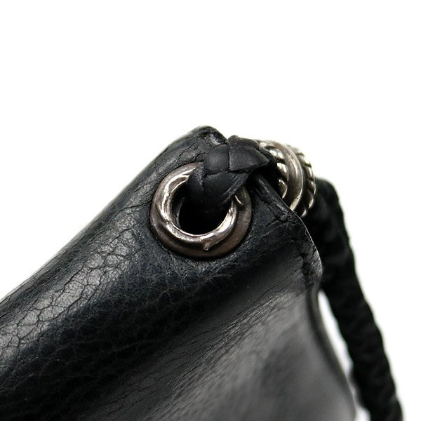 CHROME HEARTS Cross Button 2-Zip Strap Leather Wallet Black