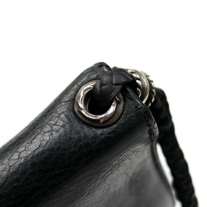 CHROME HEARTS Cross Button 2-Zip Strap Leather Wallet Black