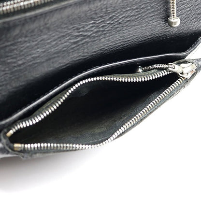 CHROME HEARTS Cross Button 2-Zip Strap Leather Wallet Black