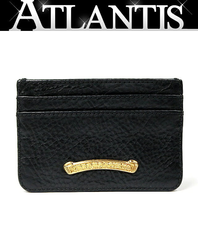 CHROME HEARTS 22K Double Side Scroll Label Case Black/Gold