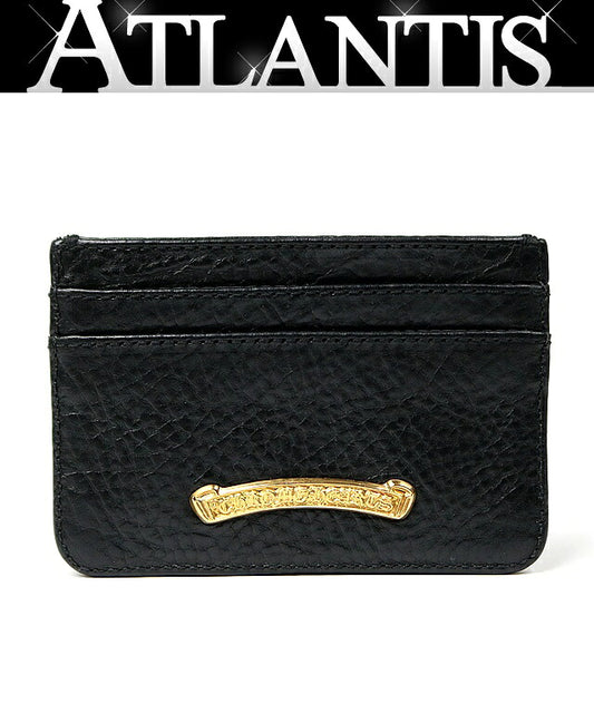 CHROME HEARTS 22K Double Side Scroll Label Case Black/Gold