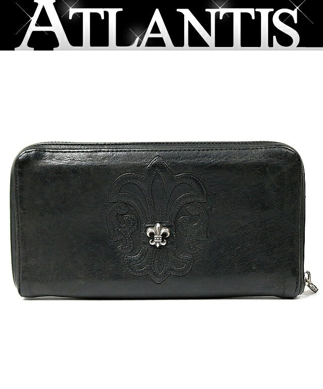 CHROME HEARTS REC F ZIP #2 Fleur Round Zip Wallet Black