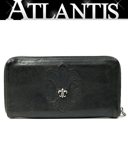 CHROME HEARTS REC F ZIP #2 Fleur Round Zip Wallet Black