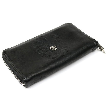 CHROME HEARTS REC F ZIP #2 Fleur Round Zip Wallet Black