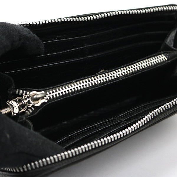CHROME HEARTS REC F ZIP #2 Fleur Round Zip Wallet Black