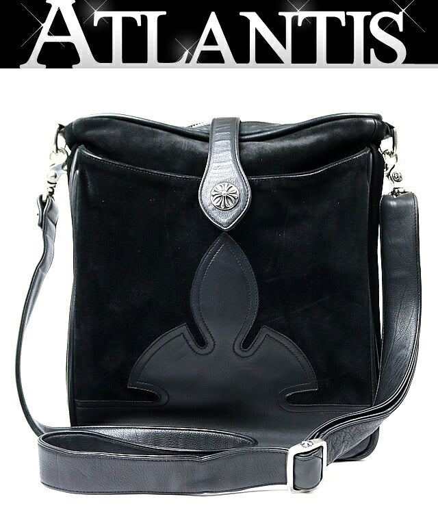 CHROME HEARTS Fleur Knee Suede Leather Paneled Shoulder Bag