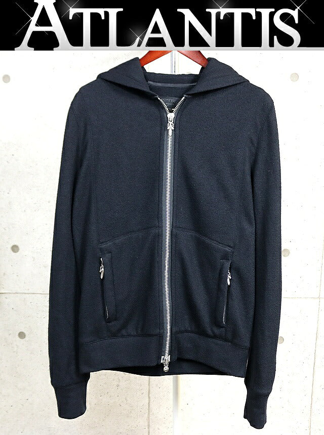 CHROME HEARTS Double Zip CH Cross Patch Hoodie Black Size L