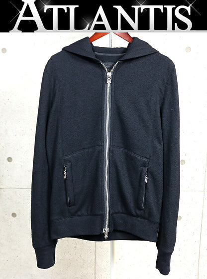 CHROME HEARTS Double Zip CH Cross Patch Hoodie Black Size L