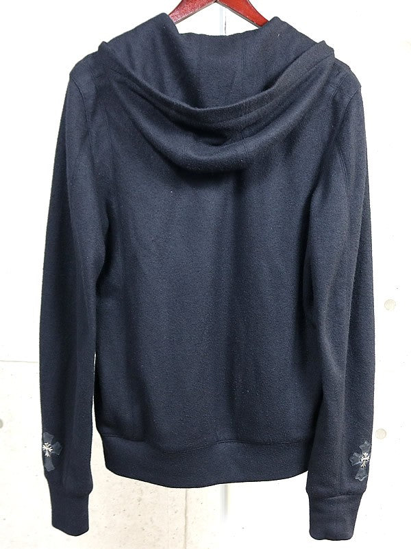 CHROME HEARTS Double Zip CH Cross Patch Hoodie Black Size L