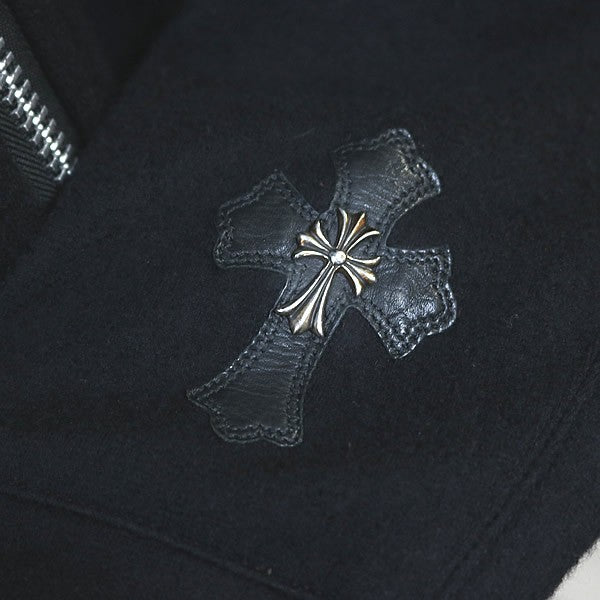 CHROME HEARTS Double Zip CH Cross Patch Hoodie Black Size L