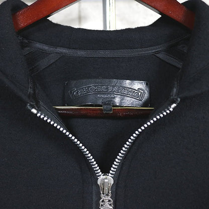CHROME HEARTS Double Zip CH Cross Patch Hoodie Black Size L