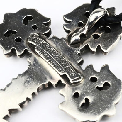 CHROME HEARTS Small Filigree Cross Leather Braid Necklace