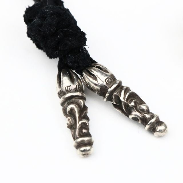 CHROME HEARTS Small Filigree Cross Leather Braid Necklace