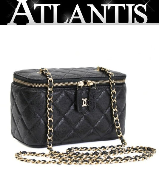 CHANEL Matelasse Vanity Caviar Black Shoulder Bag