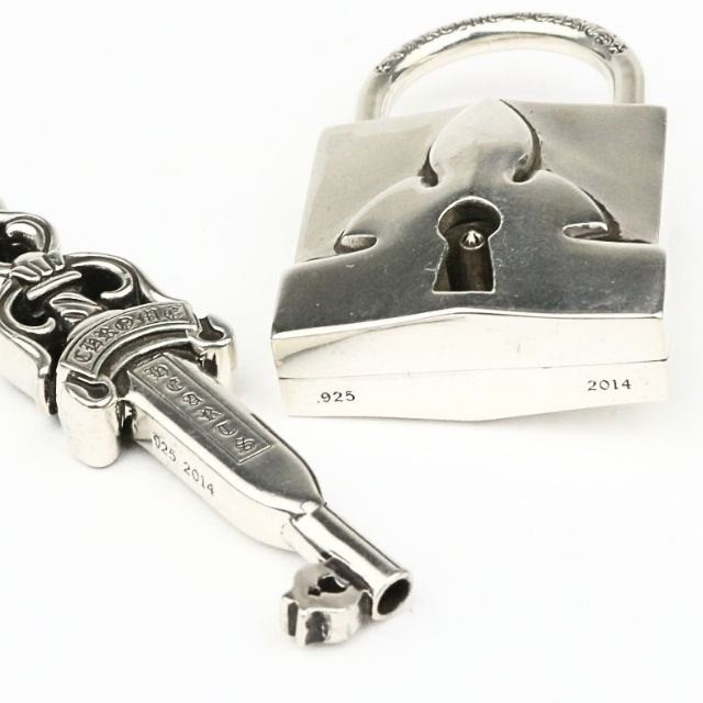CHROME HEARTS Padlock Fleur Knee Double Dagger Charm Silver