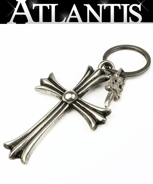 CHROME HEARTS Large Cross Split Dagger Keyring Silver