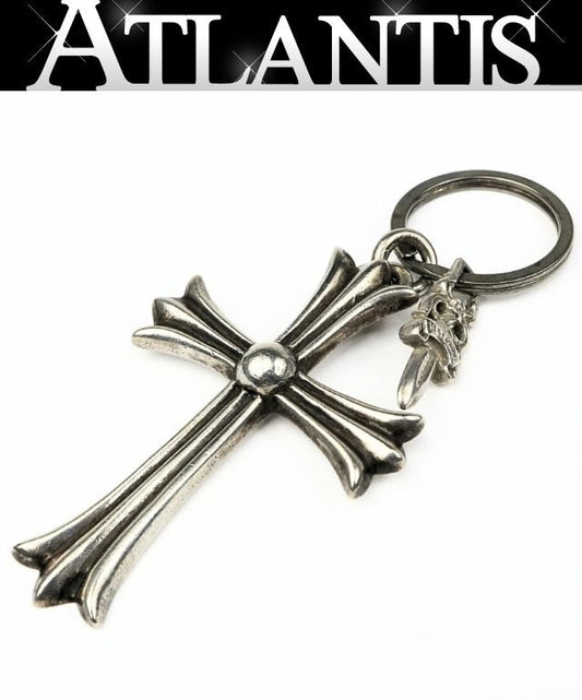 CHROME HEARTS Large Cross Split Dagger Keyring Silver